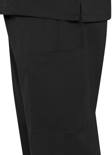 COZYFIT V-Neck Scrubs Set for Men - 11 Pocket Recycled Fabric Top & Straight Leg Pants - Sustainable Workwear for Medica