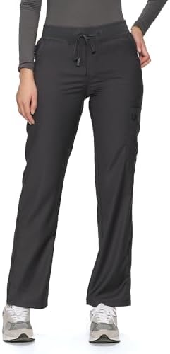 COZYFIT Women’s Scrub Pants - Straight-Leg Cargo with 3 Pockets, Eco-Friendly Drawstring Design for Healthcare Professio