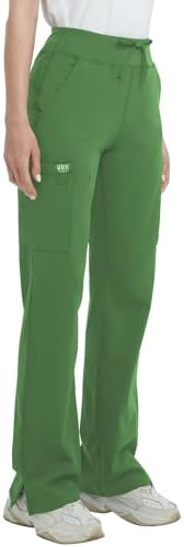QBK High Rise Yoga Scrub Pants Women - Anti-Wrinkle Straight Wide Leg Uniform Pants with Cargo Pocket for Comfort & Flex