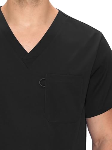 COZYFIT V-Neck Scrubs Set for Men - 11 Pocket Recycled Fabric Top & Straight Leg Pants - Sustainable Workwear for Medica