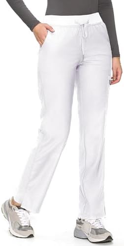 COZYFIT Women’s Scrub Pants - Straight-Leg Cargo with 3 Pockets, Eco-Friendly Drawstring Design for Healthcare Professio