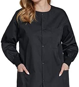 VOGRYE Warm Up Scrubs Jacket for Women | Professional Workwear | Snap Front Design | Ideal for Healthcare Workers | Comf