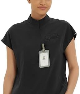 Kitmaz Medical Scrub Tops for Women - Soft Stretch Oversized Fit with Mandarin Collar and 3 Pockets for Comfort and Func