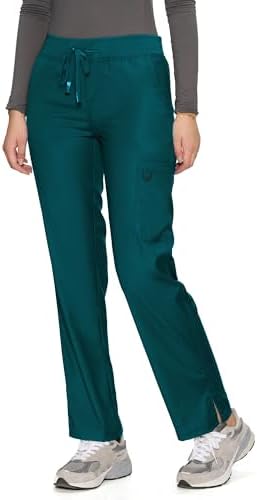 COZYFIT Women’s Scrub Pants - Straight-Leg Cargo with 3 Pockets, Eco-Friendly Drawstring Design for Healthcare Professio