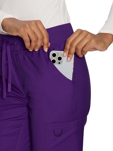 COZYFIT Women’s Scrub Pants - Straight-Leg Cargo with 3 Pockets, Eco-Friendly Drawstring Design for Healthcare Professio